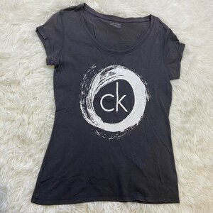 １円～　I-14　60　Calvin Klein　カルバンクライン　Tシャツ　カットソー　ブラック　ロゴ　サイズS　コットン　