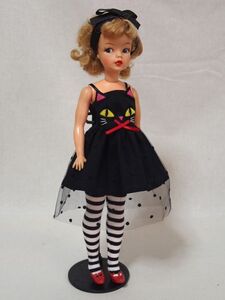 Doll Dressing♪ハンドメイド タミーちゃんサイズお洋服セット人形/アウトフィット/ハロウィン衣装/黒猫ワンピース/ドレス/タイツ/ドール服