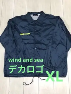 【美品XL】WIND AND SEA デカロゴ コーチジャケット　ネイビー