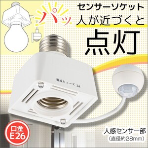 センサーソケット E26対応 人感センサー 停電補助灯 HS-LPBA4-W 04-8391 オーム電機