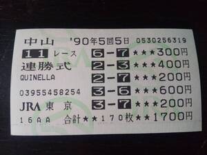 1990年 ターコイズS 連勝式はずれ馬券　他場　(ユキノサンライズ含む)