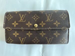 美品 ルイヴィトン モノグラム 長財布 ポルトモネ　クレディLOUIS VUITTON ブラウン系 正規店メンテ済