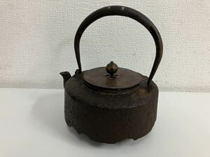 祥雪堂造 鉄瓶 茶道具 茶器 鉄器 時代物 骨董 銅蓋 漏れなし