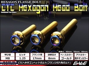 M8×20mm ステンレス 2色ヘキサゴンヘッドボルト 六角ボルト フレームやブレーキ周りに ゴールド/焼チタンカラー TB0807