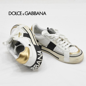 ◇ドルチェ＆ガッバーナ◇スニーカー◇サイズ7(26cm)◇カーフスキンコントラストディテールスニーカー◇DOLCE&GABBANA スニーカー 