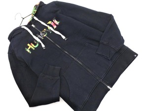 Hurley ハーレー 裏起毛 花柄 ロゴ ジップアップ パーカー sizeM/黒 ◇■ ☆ ela3 メンズ