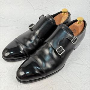 【良品】Crockett&Jones クロケットアンドジョーンズ ダブルモンク ハンドグレード 黒 ブラック 8 26.5cm 英国製 ヒドゥンチャネル