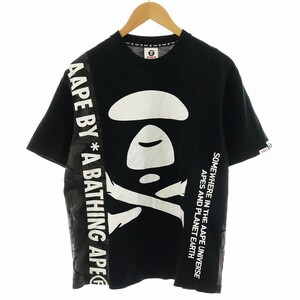 アベイシングエイプ A BATHING APE AAPE FANCY TEE Tシャツ カットソー 半袖 プリント M 黒 ブラック 白 ホワイト /AN19 メンズ