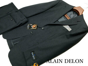 正規品 新品 ALAIN DELON A5 身長170㎝ 胴囲80㎝ 春夏 2ボタン ストライプ レギュラー ワンタック アランドロン グレー 格安 処分価格 d349