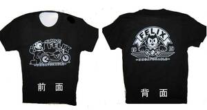 FELIX THE CAT　フィリックスとバイク　前後【両面ペイント】　黒　M・L・XL 3L　の4サイズから選べます。　綿100％