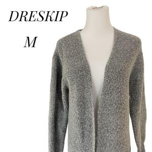 DRESKIP ドレスキップ【M】レディース　長袖ニット　カーディガン　羽織　グレー　アクリル67% 秋冬　送料無料　匿名配送