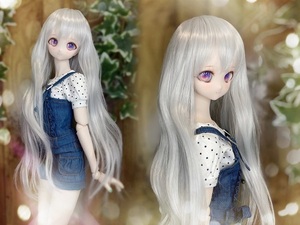 ●ドールウィッグ*エアリーロング*シルバーアッシュ*9～9.5インチ（MDD DD SD SmartDollなど）●doll wig*dollwig●