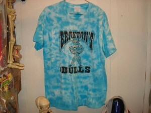 一撃落札★古着タイダイTシャツM水色T90★BULLS