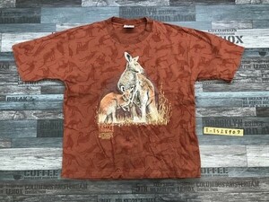 AUSSIE THEMESS メンズ カンガループリント 半袖Tシャツ XS オレンジブラウン