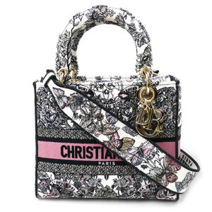 Christian Dior クリスチャンディオール BUTTERFLY AROUND THE WORLD Lady D-Lite ミディアム 2Wayショルダーバッグ M0565OESO 中古