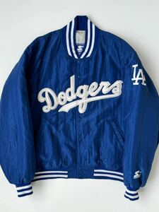 90s USA製 STARTER ドジャース スタジャン L 野茂 MLB Dodgers アワード スタジアム バーシティ ナイロン フルデコ ジャケット スターター