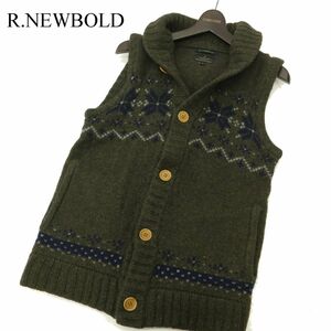 R.NEWBOLD ポールスミス 秋冬 ショールカラー ウール100%★ ニット ベスト Sz.M　メンズ　C3T10872_B#N