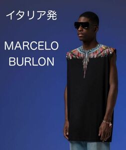 【新品・Sサイズ・イタリア発】MARCELO BURLON COUNTY OF MILAN・フェザープリントタンクトップ