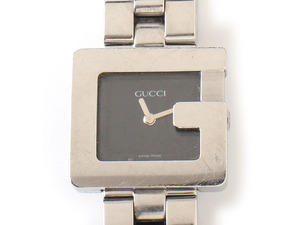 E24459 GUCCI グッチ Ｇモチーフ 腕時計 3600L 稼働品 シルバー ブラック文字盤 クオーツ ステンレス SWISS MADE