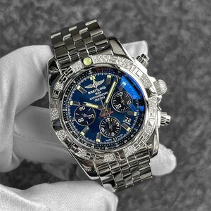 【純正BOX / 美品】BREITLING ブライトリング クロノマット44 ブラックアイブルー ダイヤモンド 青 ブルー文字盤 ベゼルダイヤ AB0110 44mm