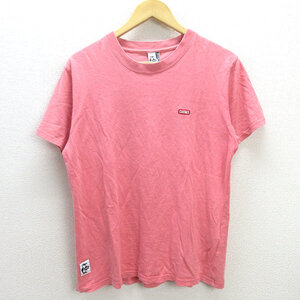 H■チャムス/CHUMS バックプリント クルーネックTシャツ【S】ピンク/MENS■78【中古】