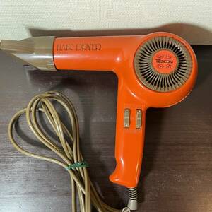 (TANE3) 1981年製 TESCOM テスコム HAIR DRYER ドライヤ― TD-1201 810W 昭和 レトロカラー 検品時は動作OK USED JUNK