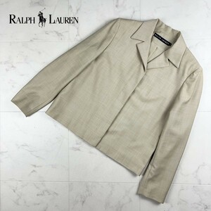 RALPH LAUREN ラルフローレン ウール100% 比翼ジャケット 総裏 レディース ライトベージュ サイズ7*KC751