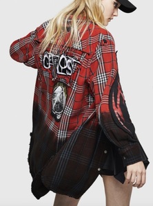 定価：42,900円 ☆ DIESEL ☆ チェックネルシャツ ワンピース 　/ 長袖 / バックオープン / 髑髏 / スカル / レディース / ディーゼル 