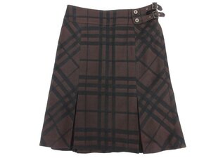 超美品【BURBERRY LONDON バーバリーロンドン】FX069-058-55 ボックスプリーツ BBチェック柄スカート (レディース)36 ブラウン系□17LF3745