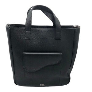 ディオールオム DIOR HOMME サドルトートバッグ ブラック グレインレザー トートバッグ メンズ 中古