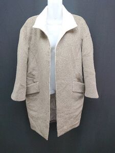 ◇ ADORE 綺麗め 上品 起毛 長袖 ノーボタン コート サイズ消失 推定M～L ブラウン レディース E