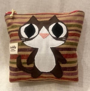 どーだニャン(ネコ)67　マチ付くたくた小ポーチ　ハンドメイド　