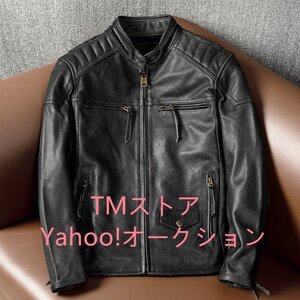 超人気★レザージャケット メンズ ハレージャケット　バイクジャケット　高級　牛革　本革　革ジャン S～5XL