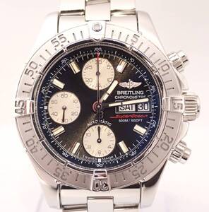 新品仕上げ済 BREITLING(ブライトリング) スーパーオーシャンデイデイト A13340 SS AT 自動巻き 高重量 ブラック メンズ 20.5cm 41mm