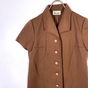 【レア】Vintage 昭和レトロ 半袖ワンピース 70・80年代 昭和 レトロビンテージ サイズ13 茶色 おしゃれワンピ