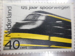 切手　古い切手　記念切手　記念　世界の切手 等 40 CENT NEDERLAND 125 JAAR SPOORWEGEN 電車　列車　汽車　特急　踏切　ーRー028