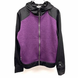 プーマ PUMA フーデッドジャケット パーカー 長袖 裏起毛 縦シェブロン メッシュポケット ポリ100% XL パープル 紫×紫 レディース