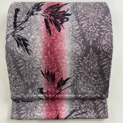 袋帯 美品 秀品 草花 薄紫 全通 正絹 【中古】