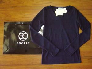 ★新品セール★EGOIST エゴイスト★Vネック長袖カットソー紺ネイビー　厚手