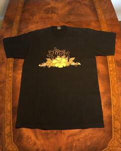 USA素材×メキシコ製Stussy ステューシー・Tee shirt / Tシャツ・L・ブラック×イェロー・送料230円～