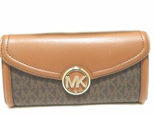 MICHAEL KORS マイケルコース 長財布 ☆ 35F9GFTE3B MKロゴ金具 ブラウン系 PVC × レザー 中ファスナー ▼ ヨ0/6F