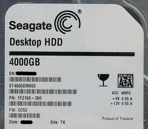 【中古】SEAGATE製HDD ST4000DM000 4TB SATA600 10000～11000時間以内 [管理:1050021430]