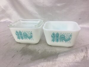 OLD PYREX オールド パイレックス USA製 アメリカ製 バタープリント レフレジレーターSサイズ 2個セット アンティーク レトロ 食器 雑貨