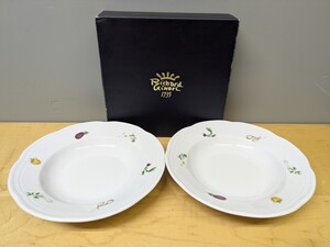 未使用品 リチャードジノリ ボンジョルノベジタブルプレート 2種　richard Ginori 深皿 洋食器 お皿 直径約24.5cm 高さ約5cm