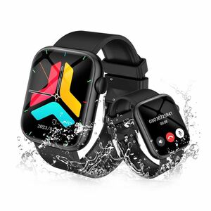 【送料無料】スマートウォッチ Bluetooth5.2通話機能付き 1.85インチ大画面 Smart Watch 腕時計 スポーツウォッチ (ブラック)《A81》