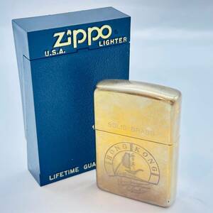 金 Zippo ジッポ オイルライター LIFETIME GUARANTEE SOLID BRASS U.S.A. HONGKONG 1932 1990 BRADFORD,PA. かっこいい 喫煙具 1円出品