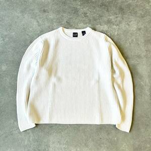 90s ギャップ リブ編み コットン ニット M / 90年代 オールド OLD GAP セーター 白 ホワイト 