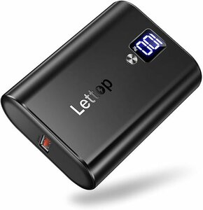 Lettop モバイルバッテリー 10000mAh 大容量 小型 軽量 スマホ充電器 LCD残量表示 BB0057