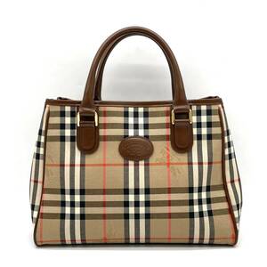 1円 美品 Burberrys BURBERRY バーバリー ノバチェック シャドーホース トートバッグ ハンドバッグ ブラウン ヴィンテージ