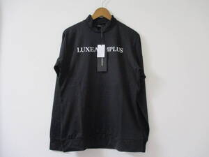 ☆LUXE AKM PLUS/リュクスエイケイエムプラス☆未使用 フロントロゴモックネック長袖Tシャツ サイズ：L ブラック ゴルフ トレーニング ジム